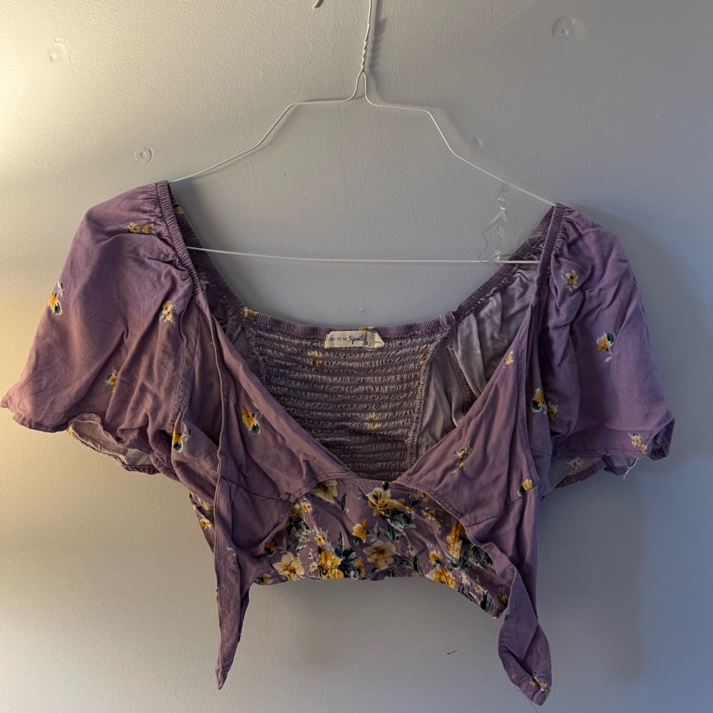 tie-front floral top